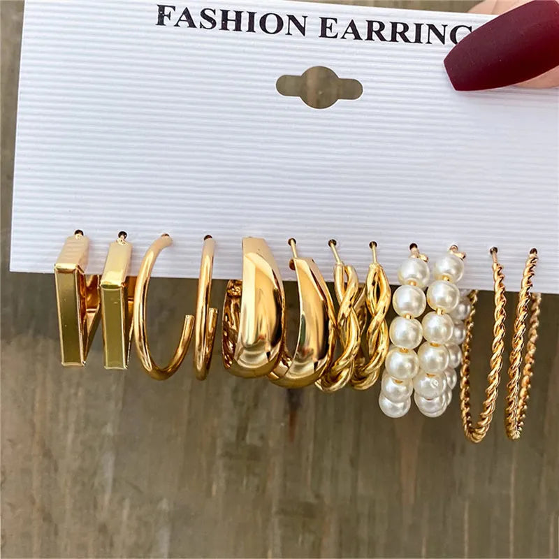 Silver Twist Hoop Earrings Assortment Sets for Women 2023 Trendy Jewelry